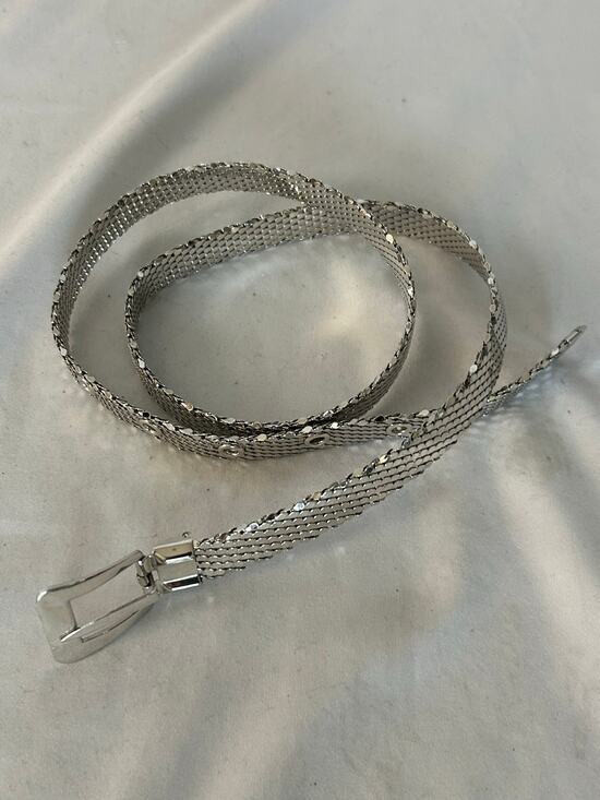 Unbranded Accessories - Silver Metal Mesh Belt Adjustable Grommet Buckle Y2K Disco 29”